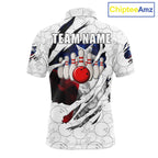 Custom Smoke Texas Flag White Bowling Shirts, Patriotic Bowling Team Jersey Polo & 1/4 Zip