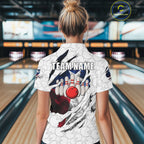 Custom Smoke Texas Flag White Bowling Shirts, Patriotic Bowling Team Jersey Polo & 1/4 Zip