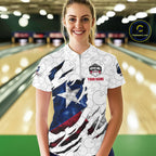 Custom Smoke Texas Flag White Bowling Shirts, Patriotic Bowling Team Jersey Polo & 1/4 Zip