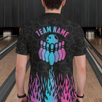Personalized Fire Flame Neon Bowling Shirts, Funny Bowling Team Jersey Polo & 1/4 Zip