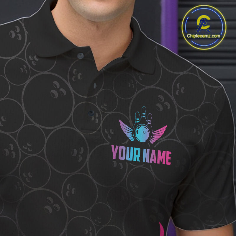 Personalized Fire Flame Neon Bowling Shirts, Funny Bowling Team Jersey Polo & 1/4 Zip