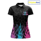 Personalized Fire Flame Neon Bowling Shirts, Funny Bowling Team Jersey Polo & 1/4 Zip