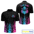 Personalized Fire Flame Neon Bowling Shirts, Funny Bowling Team Jersey Polo & 1/4 Zip