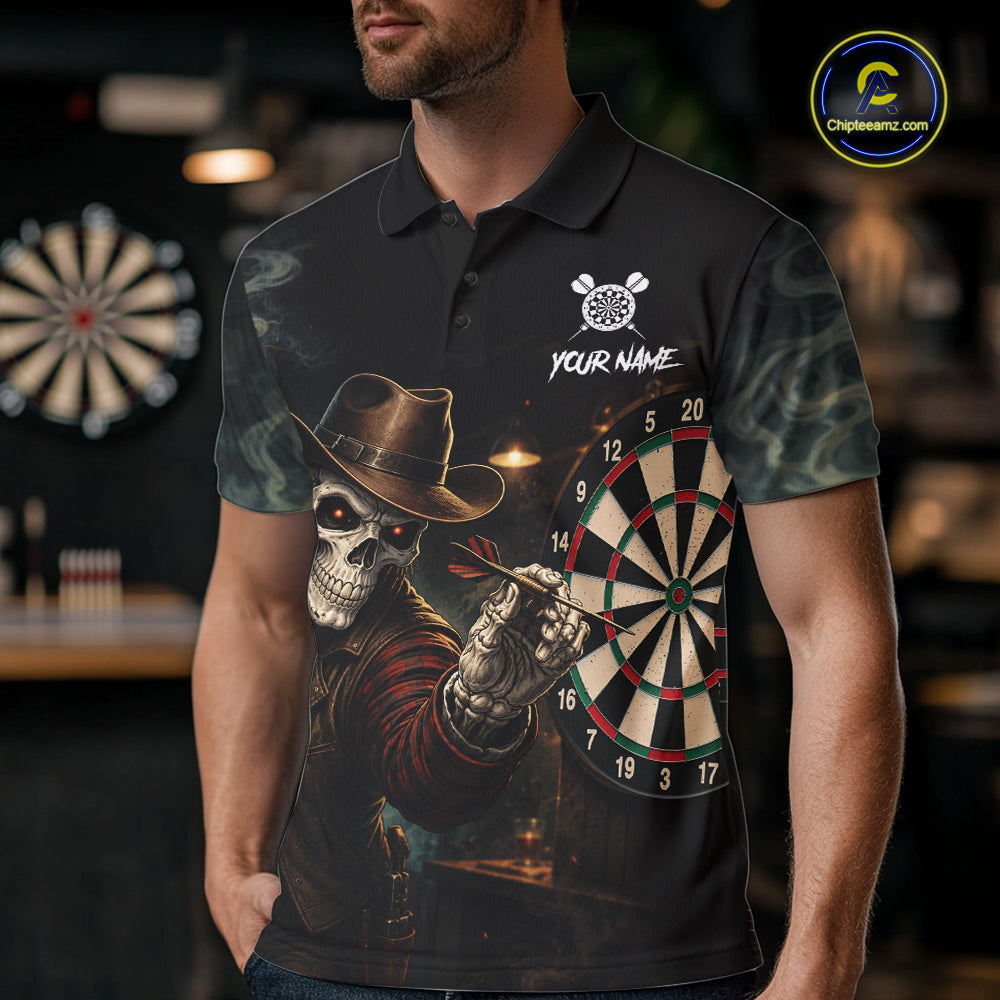Funny Skeleton Smoke Darts Shirts Custom Darts Team Jersey, Personalized Darts Gift