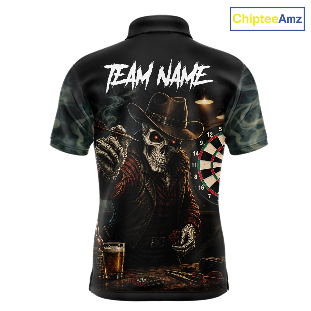 Funny Skeleton Smoke Darts Shirts Custom Darts Team Jersey, Personalized Darts Gift