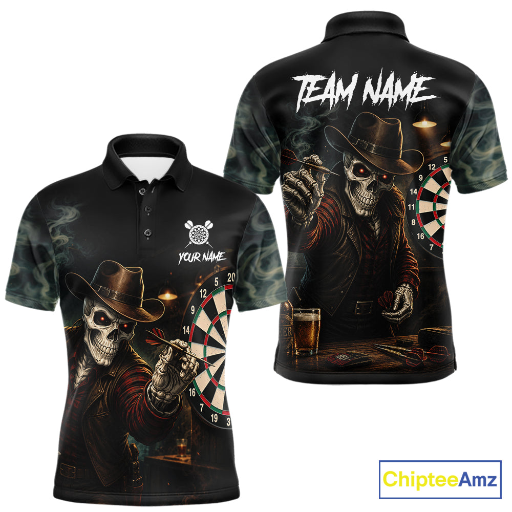 Funny Skeleton Smoke Darts Shirts Custom Darts Team Jersey, Personalized Darts Gift