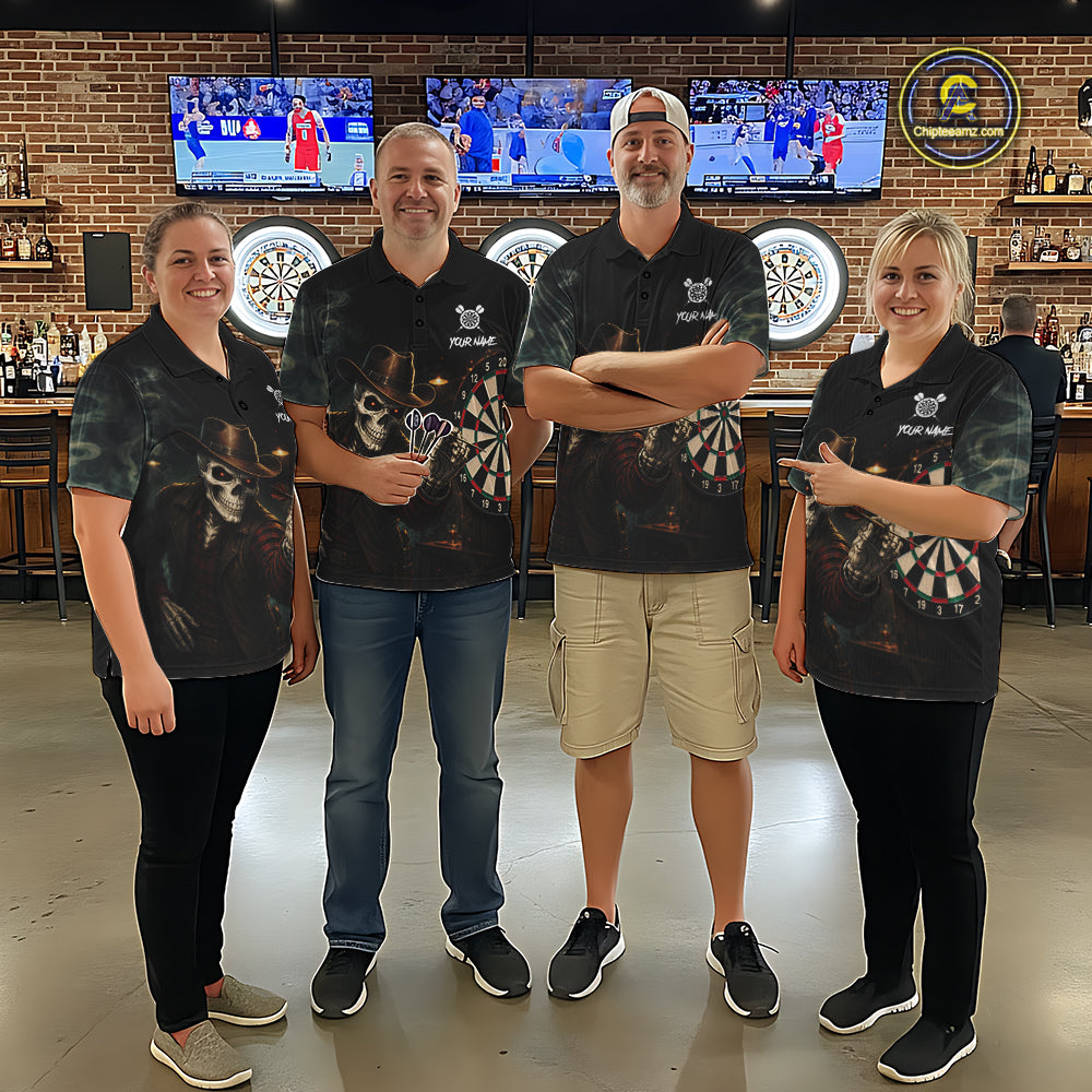 Funny Skeleton Smoke Darts Shirts Custom Darts Team Jersey, Personalized Darts Gift