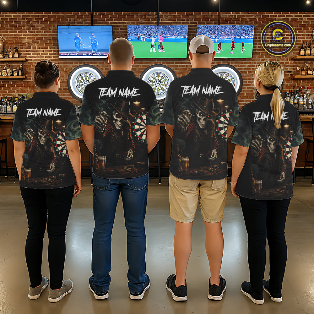Funny Skeleton Smoke Darts Shirts Custom Darts Team Jersey, Personalized Darts Gift