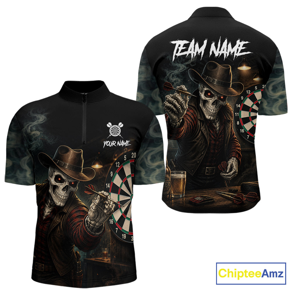 Funny Skeleton Smoke Darts Shirts Custom Darts Team Jersey, Personalized Darts Gift