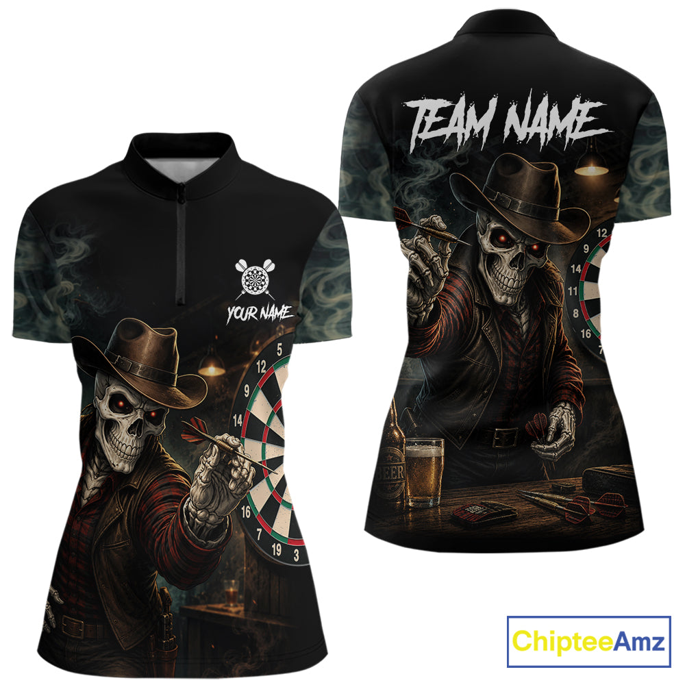 Funny Skeleton Smoke Darts Shirts Custom Darts Team Jersey, Personalized Darts Gift