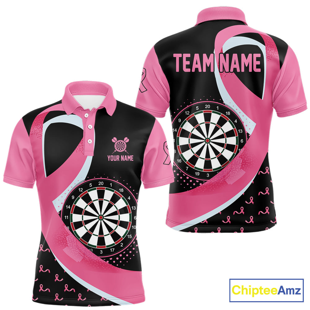 Personalized Breast Cancer Awareness Darts Shirts Custom Pink Ribbon Darts Team Jersey