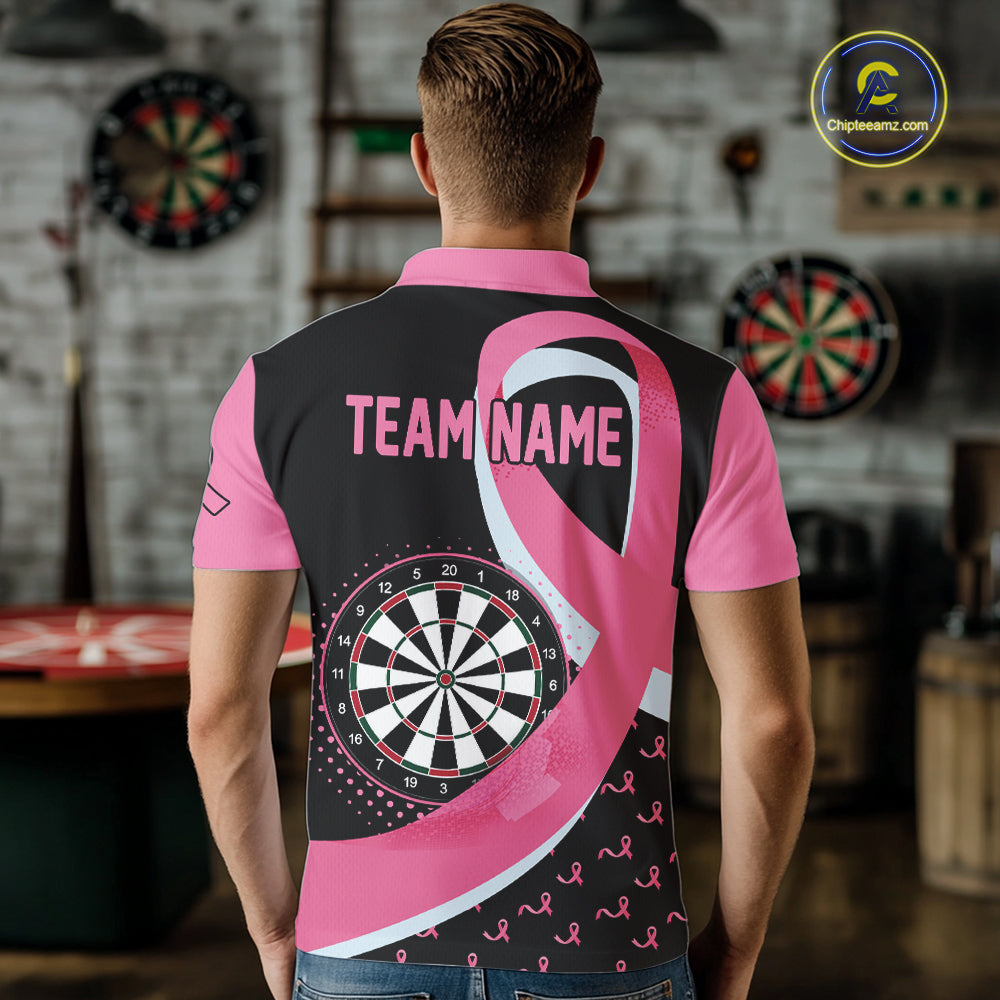 Personalized Breast Cancer Awareness Darts Shirts Custom Pink Ribbon Darts Team Jersey