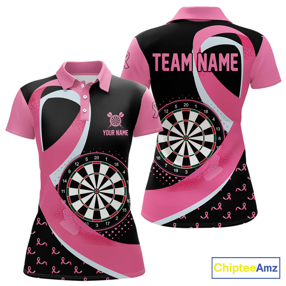 Personalized Breast Cancer Awareness Darts Shirts Custom Pink Ribbon Darts Team Jersey