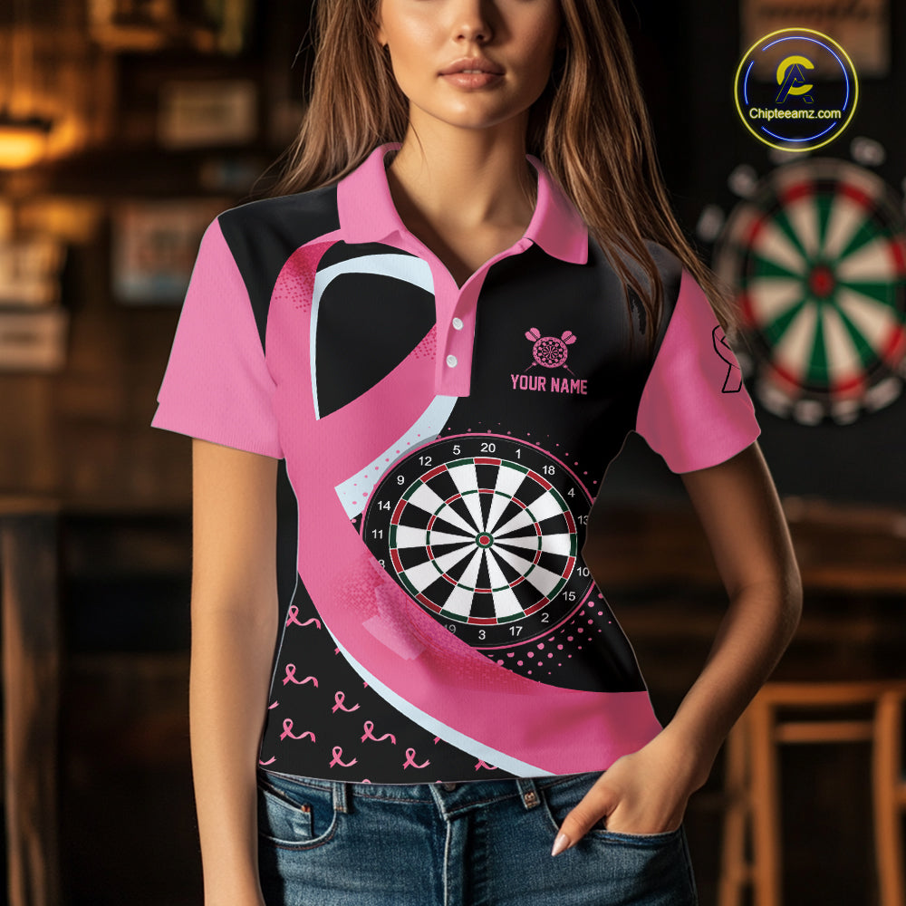 Personalized Breast Cancer Awareness Darts Shirts Custom Pink Ribbon Darts Team Jersey