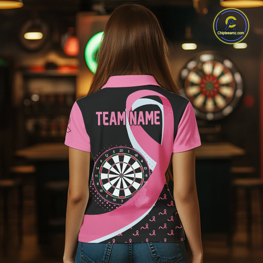 Personalized Breast Cancer Awareness Darts Shirts Custom Pink Ribbon Darts Team Jersey