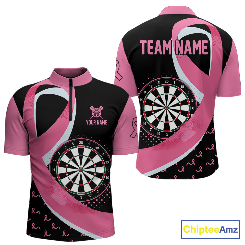 Personalized Breast Cancer Awareness Darts Shirts Custom Pink Ribbon Darts Team Jersey