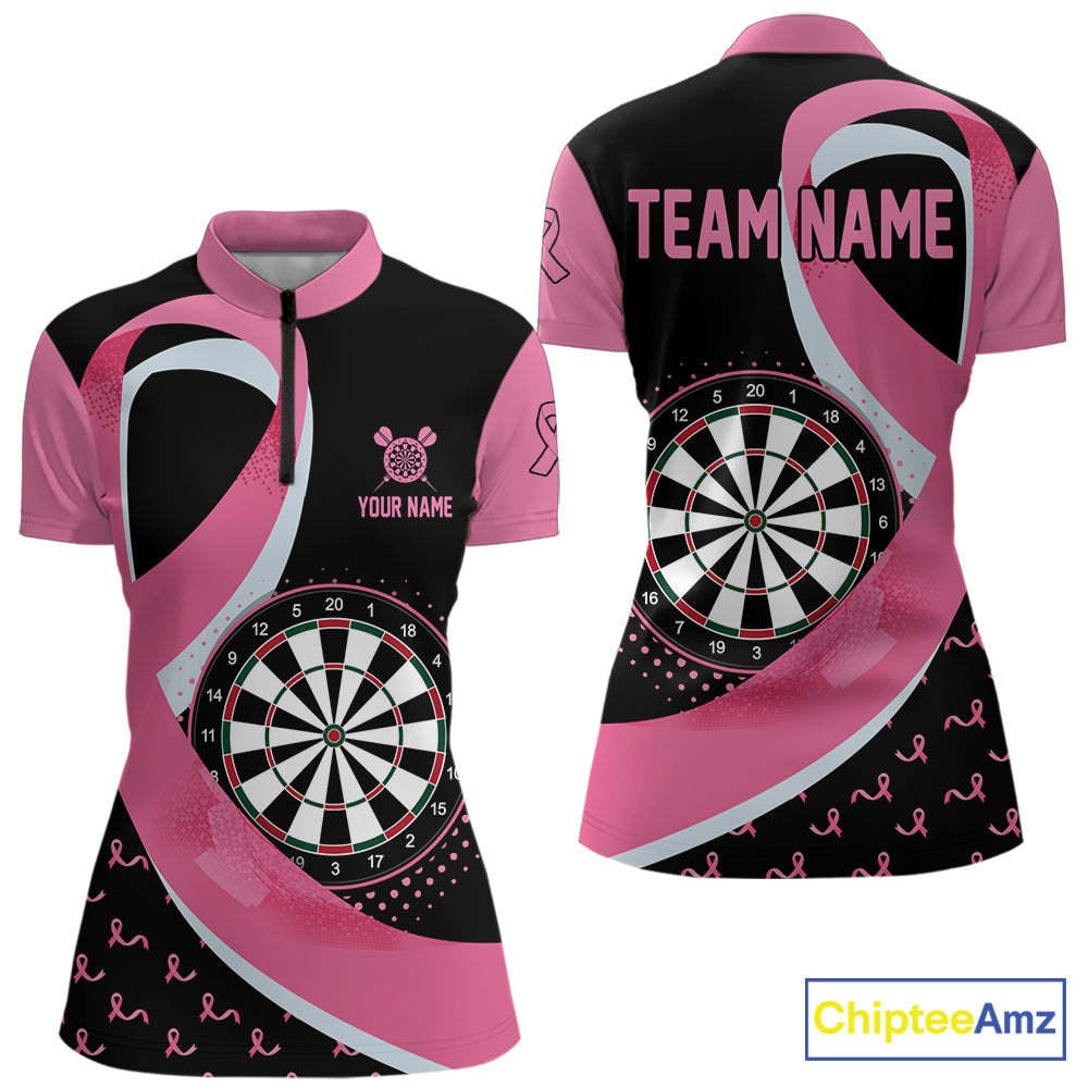Personalized Breast Cancer Awareness Darts Shirts Custom Pink Ribbon Darts Team Jersey