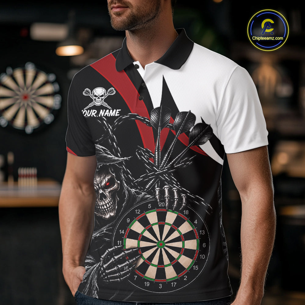 Personalized Grim Reaper Chain Darts Shirts Custom Skull Darts League Team Jersey