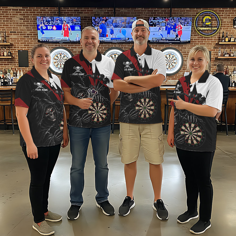 Personalized Grim Reaper Chain Darts Shirts Custom Skull Darts League Team Jersey