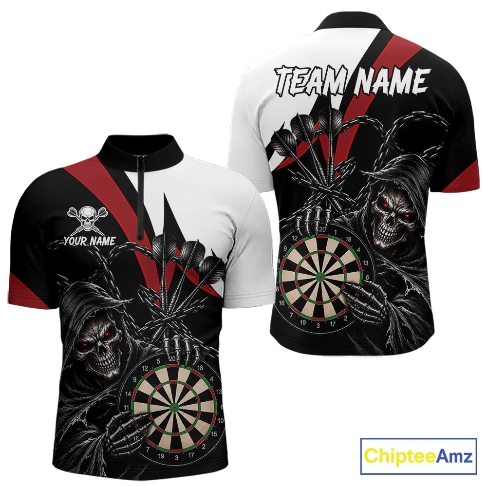 Personalized Grim Reaper Chain Darts Shirts Custom Skull Darts League Team Jersey