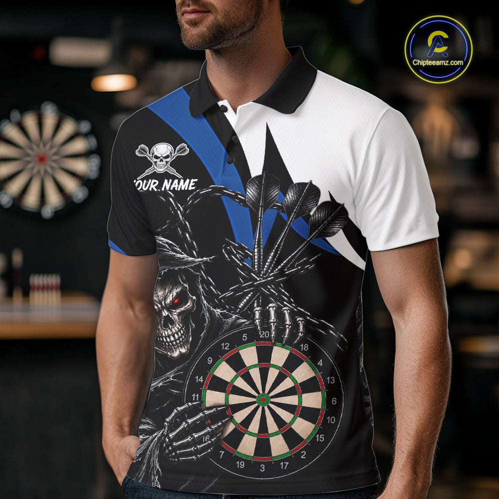 Personalized Grim Reaper Chain Darts Shirts Custom Skull Darts League Team Jersey