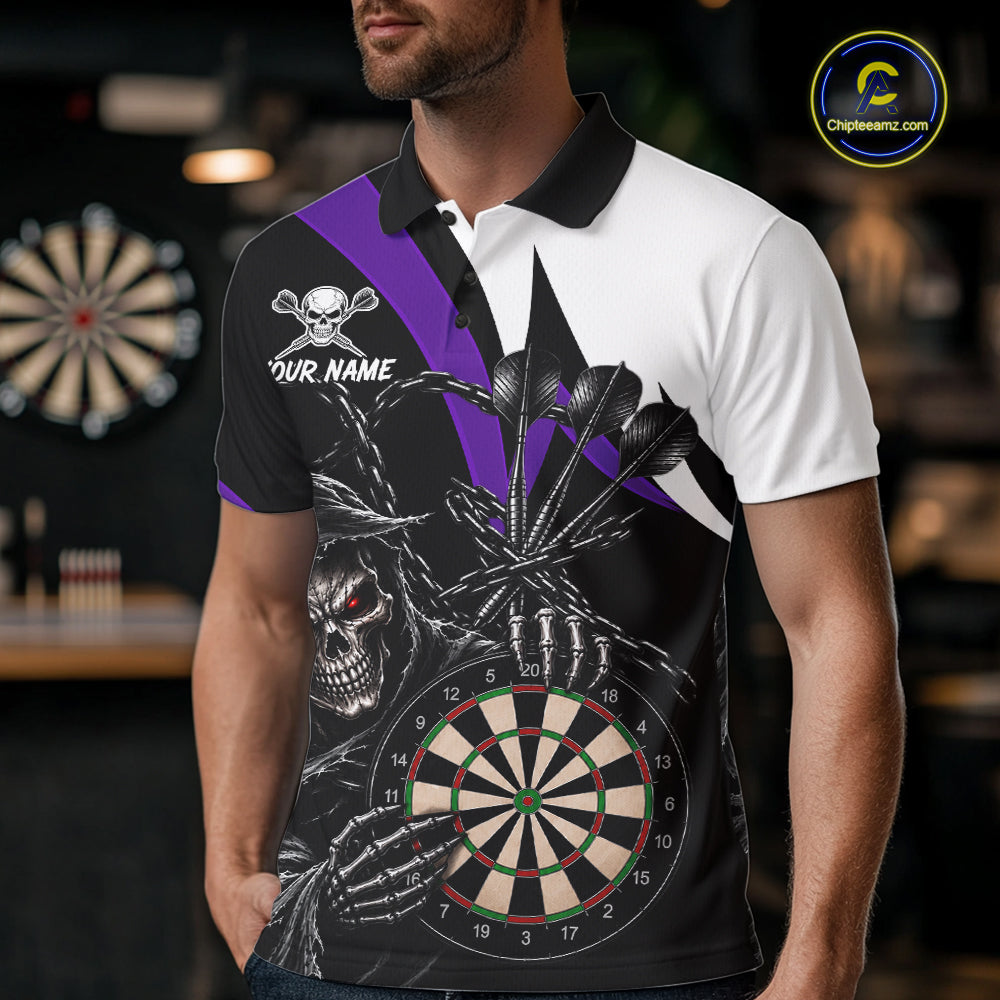 Personalized Grim Reaper Chain Darts Shirts Custom Skull Darts League Team Jersey