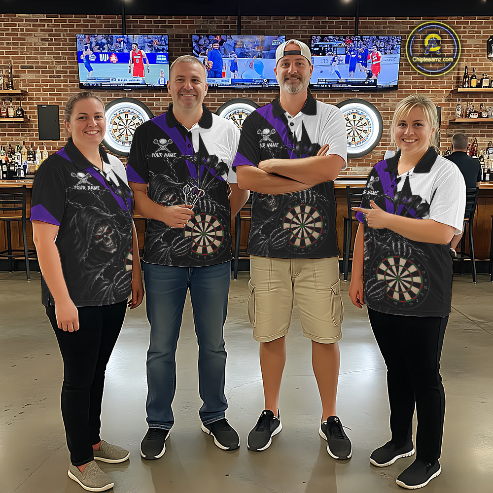 Personalized Grim Reaper Chain Darts Shirts Custom Skull Darts League Team Jersey