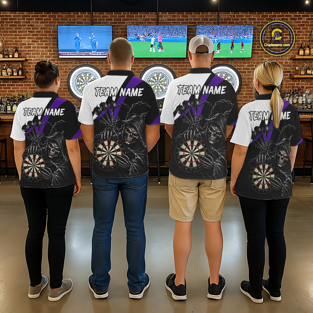 Personalized Grim Reaper Chain Darts Shirts Custom Skull Darts League Team Jersey