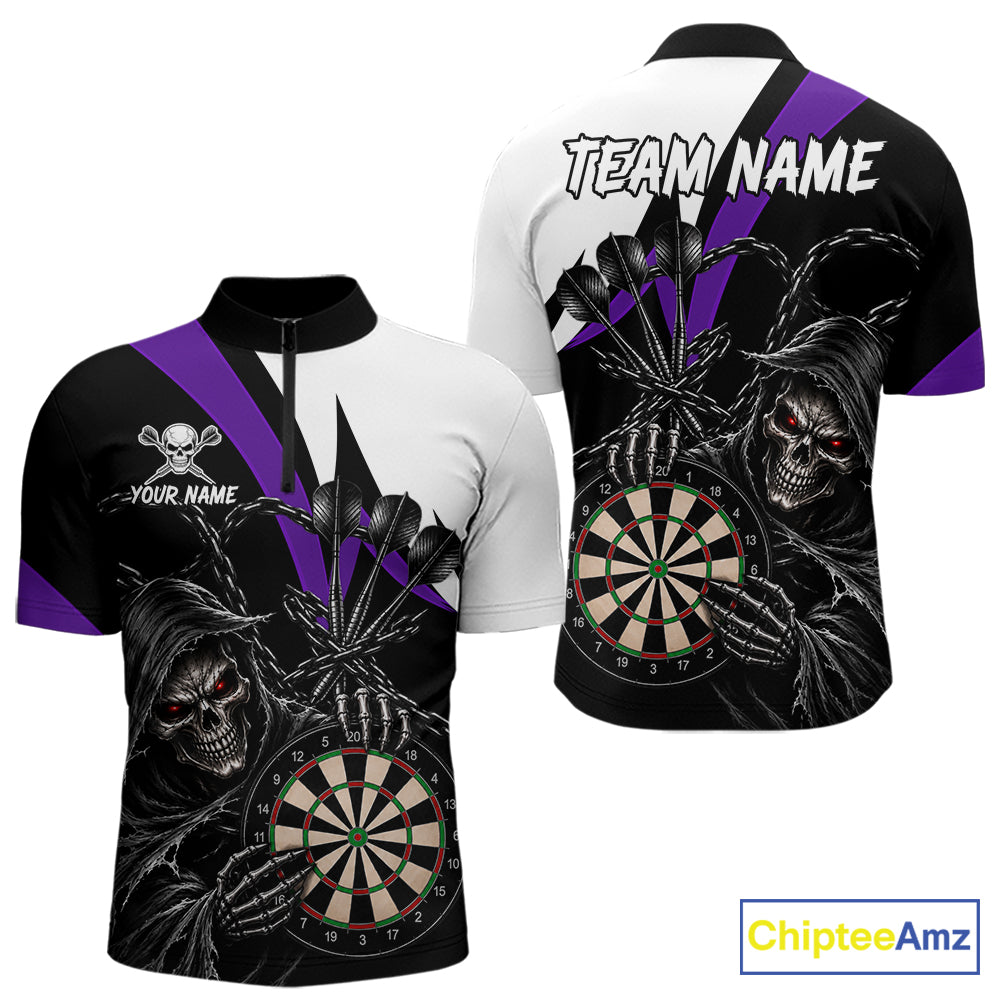 Personalized Grim Reaper Chain Darts Shirts Custom Skull Darts League Team Jersey