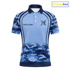 Vintage Blue Camo Darts Polo & Quarter Zip Custom Dart Shirts, Camouflage Dart Team Jersey