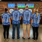 Vintage Blue Camo Darts Polo & Quarter Zip Custom Dart Shirts, Camouflage Dart Team Jersey