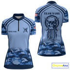 Vintage Blue Camo Darts Polo & Quarter Zip Custom Dart Shirts, Camouflage Dart Team Jersey