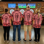 Vintage Red Camo Darts Polo, Quarter Zip Custom Dart Shirts, Camouflage Dart Team Jersey
