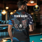 Personalized American Flag 8 Ball Wings Billiard Shirts Custom Patriotic Pool Team Jersey