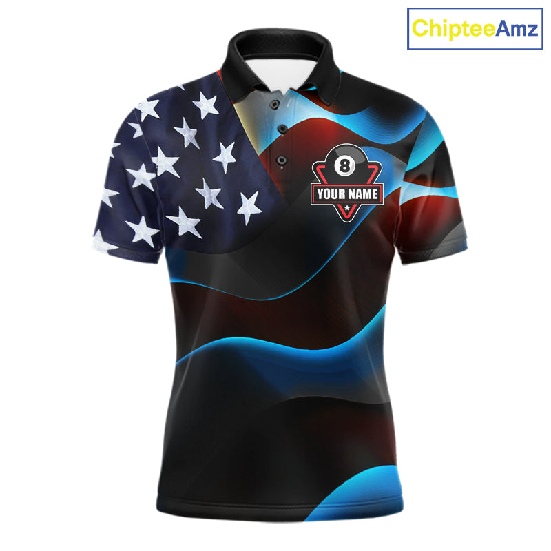 Personalized American Flag 8 Ball Wings Billiard Shirts Custom Patriotic Pool Team Jersey