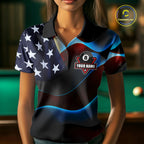 Personalized American Flag 8 Ball Wings Billiard Shirts Custom Patriotic Pool Team Jersey