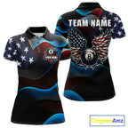 Personalized American Flag 8 Ball Wings Billiard Shirts Custom Patriotic Pool Team Jersey