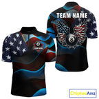 Personalized American Flag 8 Ball Wings Billiard Shirts Custom Patriotic Pool Team Jersey