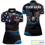 Personalized American Flag 8 Ball Wings Billiard Shirts Custom Patriotic Pool Team Jersey