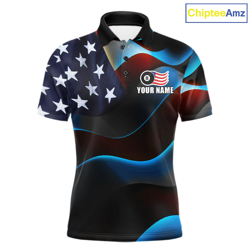 Personalized American Flag 8 Ball Pool Shirts Custom Patriotic Billiard Team Jersey