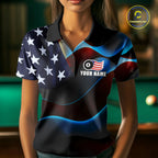 Personalized American Flag 8 Ball Pool Shirts Custom Patriotic Billiard Team Jersey