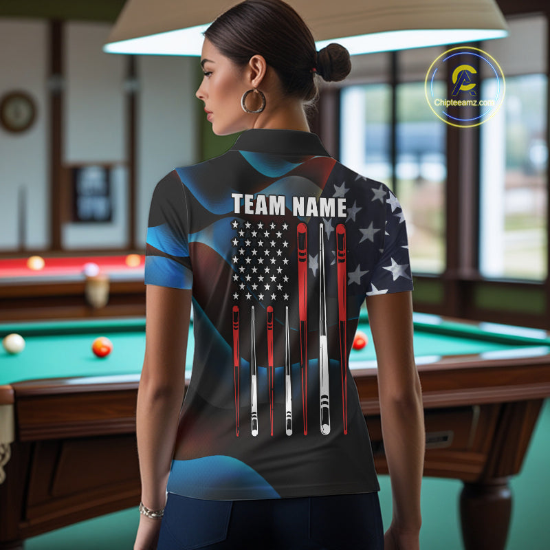 Personalized American Flag 8 Ball Pool Shirts Custom Patriotic Billiard Team Jersey