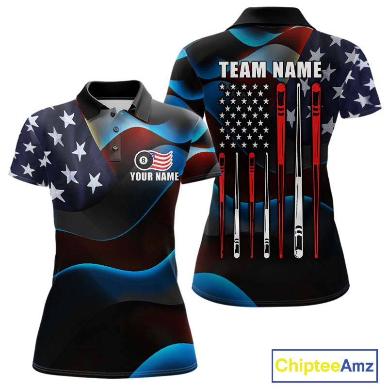 Personalized American Flag 8 Ball Pool Shirts Custom Patriotic Billiard Team Jersey