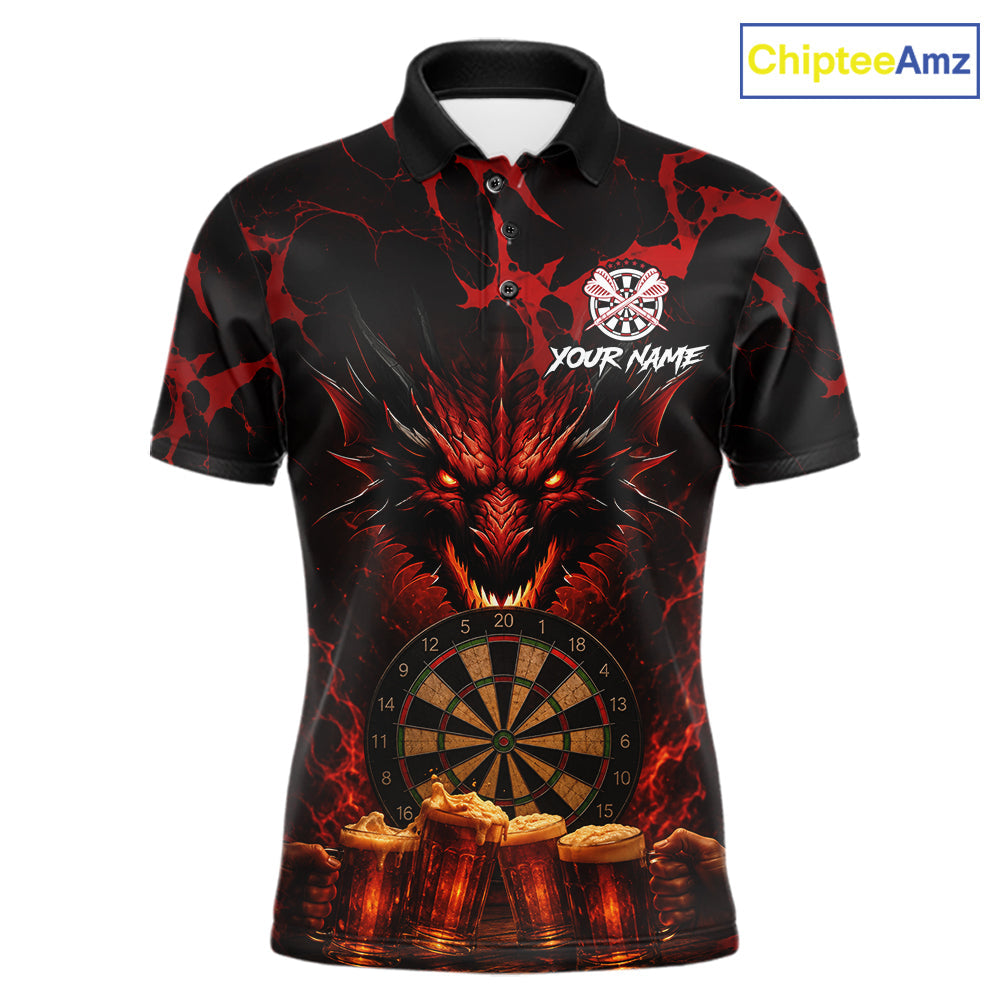 Black And Red Personalized Dragon Beer Darts Shirts Custom Darts League Team Jersey