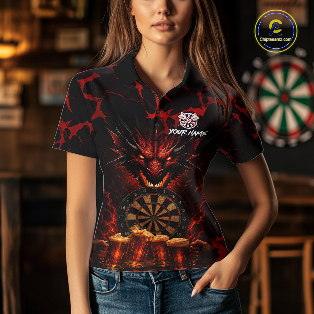Black And Red Personalized Dragon Beer Darts Shirts Custom Darts League Team Jersey
