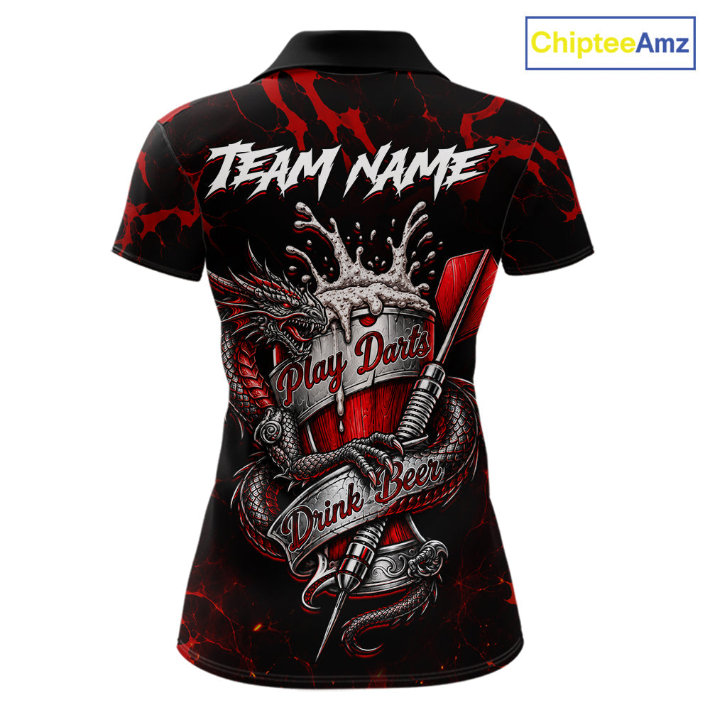 Black And Red Personalized Dragon Beer Darts Shirts Custom Darts League Team Jersey