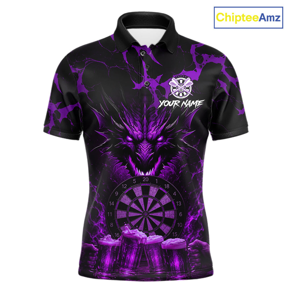 Black And Purple Personalized Dragon Beer Darts Shirts Custom Darts League Team Jersey