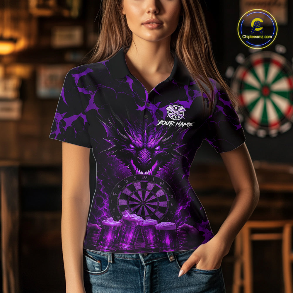 Black And Purple Personalized Dragon Beer Darts Shirts Custom Darts League Team Jersey