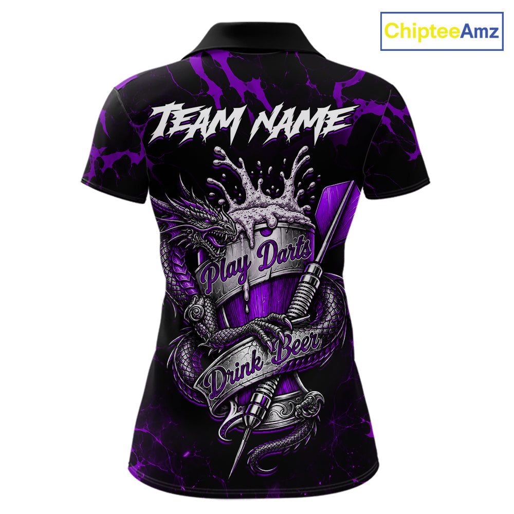 Black And Purple Personalized Dragon Beer Darts Shirts Custom Darts League Team Jersey