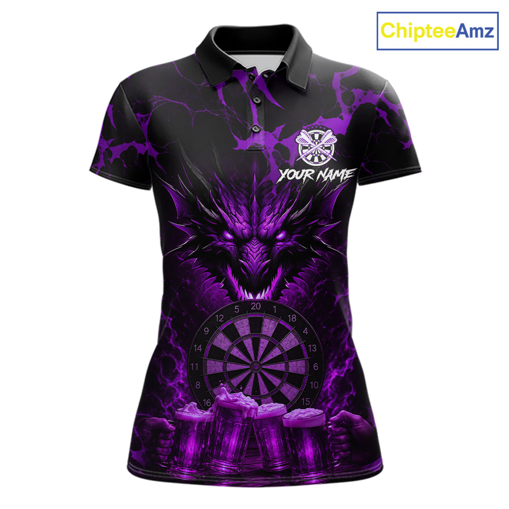 Black And Purple Personalized Dragon Beer Darts Shirts Custom Darts League Team Jersey